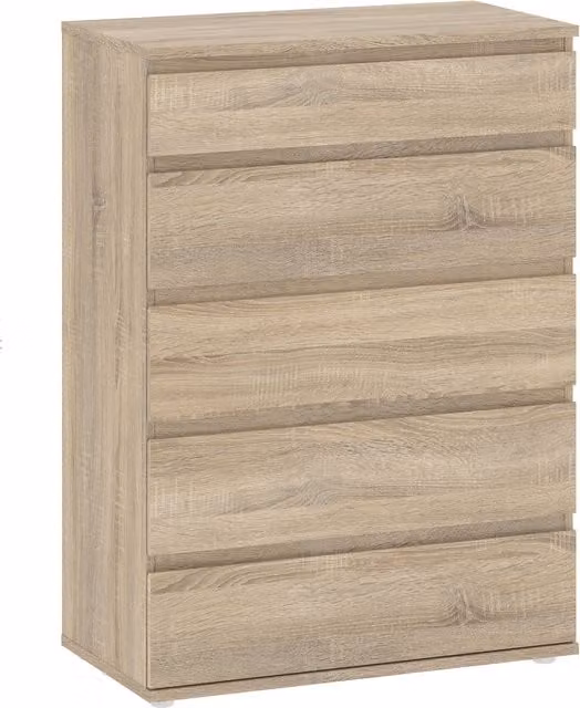 Furniture To Go Nova Chest of 5 Drawers in Oak Wood, Brown and Beige
