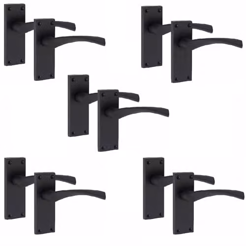 Golden Grace Astrid Victorian Scroll Door Latch Handles, Matt Black, 5 Pairs