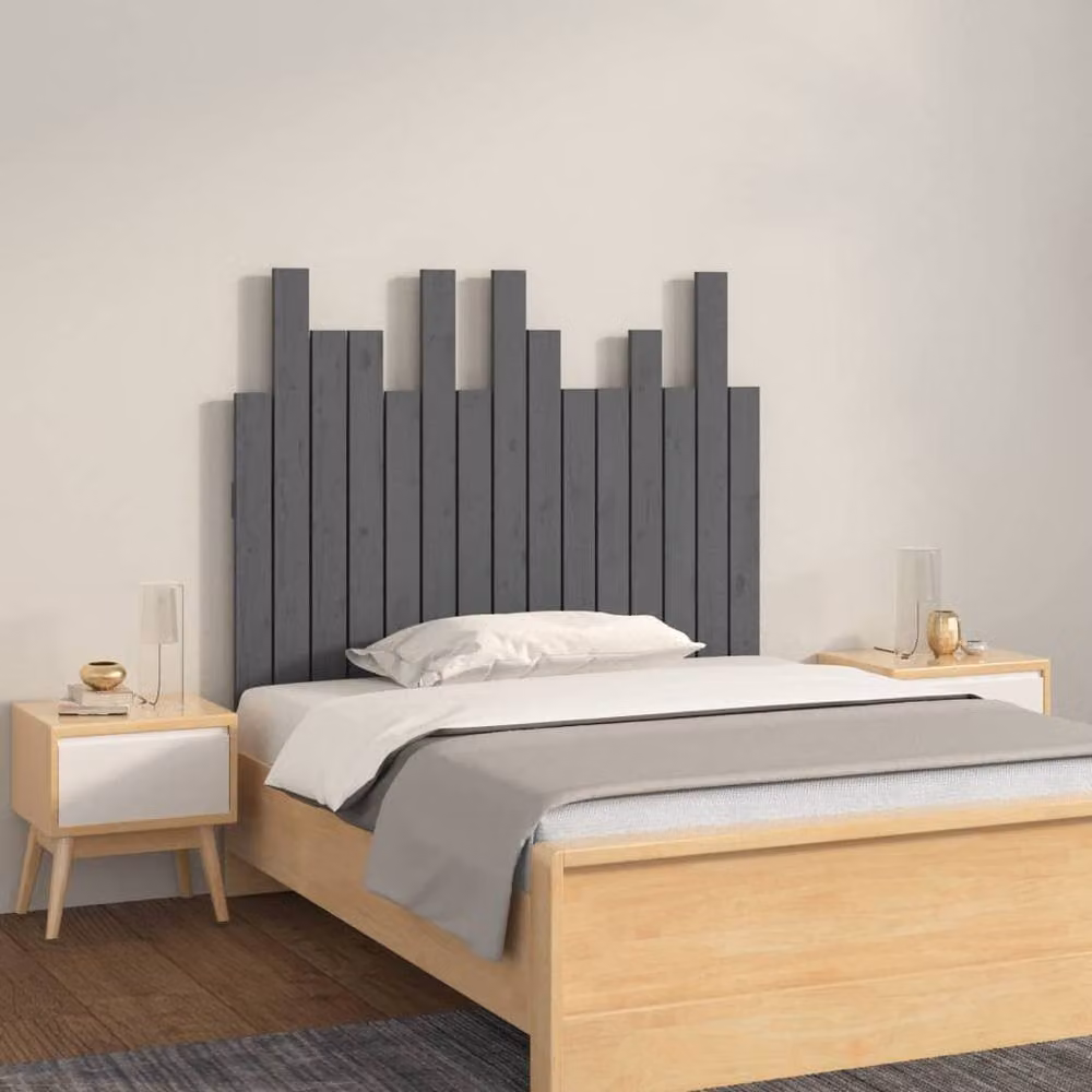 Berkfield Home Grey Rustic Solid Pine Wall Mount Headboard W/D/H: 95.5 x 3 x 80 cm – 2