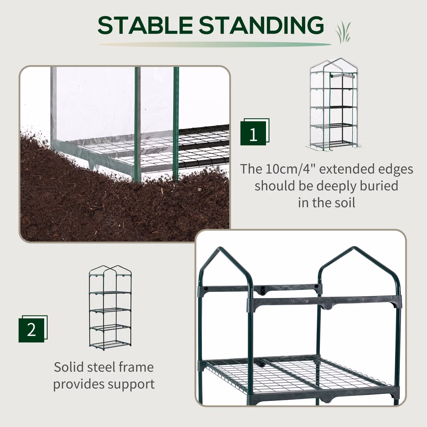 Outsunny 4 Tier Mini Portable Greenhouse with Transparent Cover and Metal Frame, H 160 x L 70 x W 50 cm – 3
