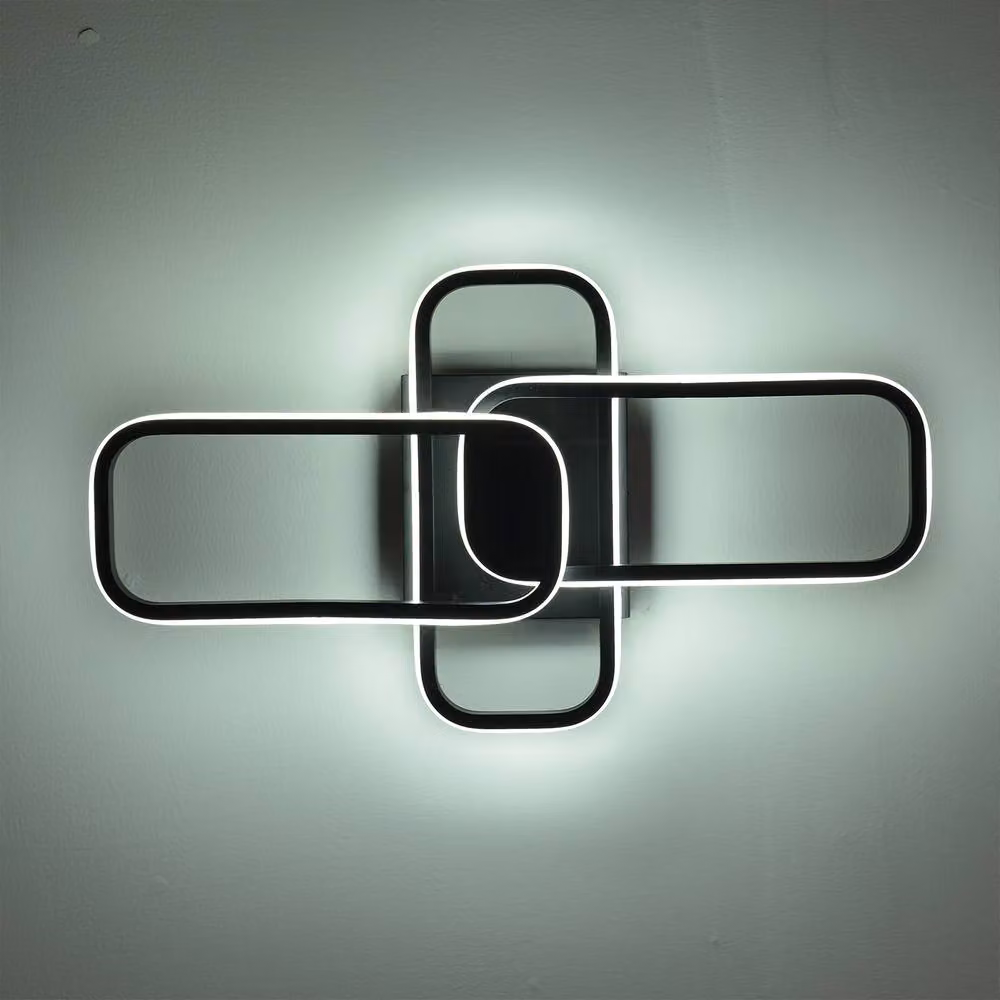 NIVOR 36W LED Ceiling Light, Modern Minimalist 3-Rectangle Flush Mount in Black, 6000K Cool White – 4