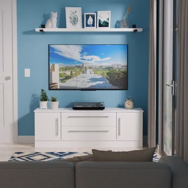Ready Assembled 2 U Carlton White Superwide 2 Door 2 Drawer Modern TV Unit – 1