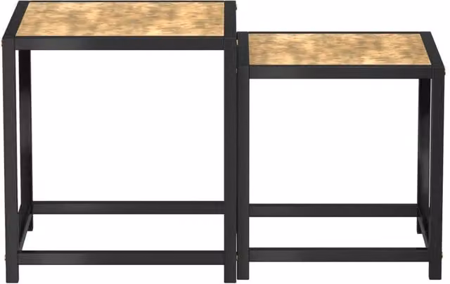 Berkfield Home Set of 2 Nested Square Tea Tables in Black, Yellow and Brown MDF