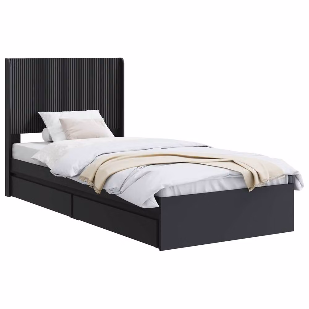 Berkfield Home Modern Black Bed Frame with Lift Up Storage and Headboard W: 75 cm – 2