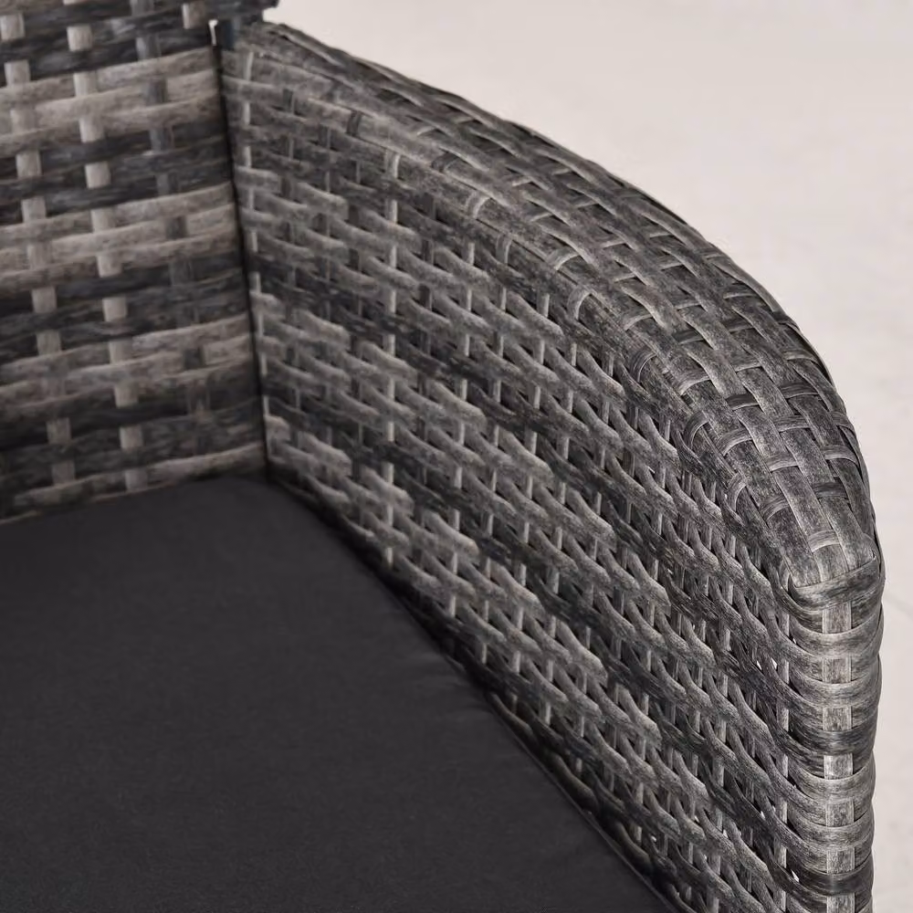 ERGOVEXA 3 Piece Rattan Bistro Set with Washable Cushions in Mixed-grey – 4