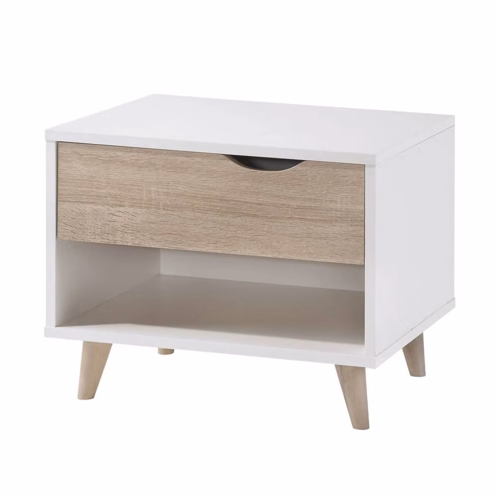 Wyld Haus Skerries 1 Drawer Bedside Cabinet in Matt White and Natural Oak – 2