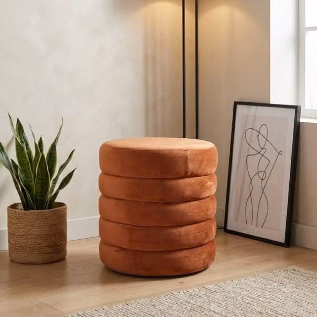 Garden Greatness Noe Velvet Storage Stool in Terracotta