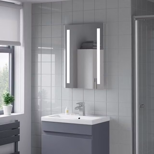 Bathwell Aqua LED Bathroom Mirror in Silver, Rectangular Wall Mounted Design