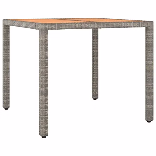 vidaXL Extendable Square Garden Table with Grey Poly Rattan and Acacia Wood Top