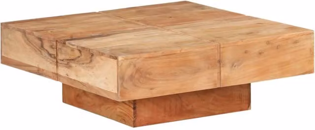Berkfield Home Square Coffee Table in Brown Solid Acacia Wood W/D/H: 80 x 80 x 28 cm – 1