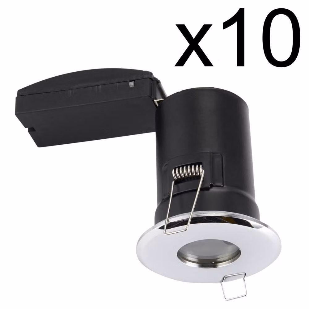 First Choice Lighting Set of 10 Chrome IP65 Dimmable Recessed Bathroom Downlights in Silver – 2