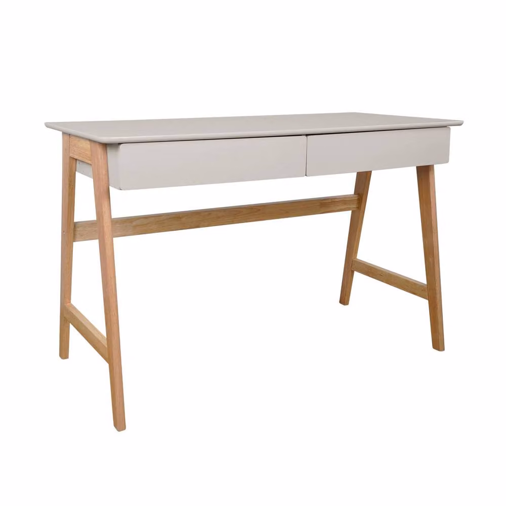 sweeek Scandinavian Writing Desk with 2 Drawers in Beige, W/D/H: 120 x 60 x 76 cm – 2