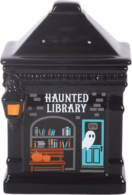 Kingsbury Gifts Haunted Library Ceramic Oil Burner in Black
