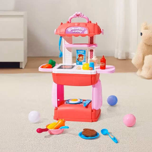 Livingandhome Portable Kitchen Toy Set in Pink