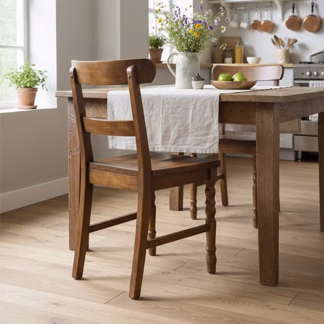Pair of FDS Wroxton Dining Room Chairs in Brown Vintage Rubberwood