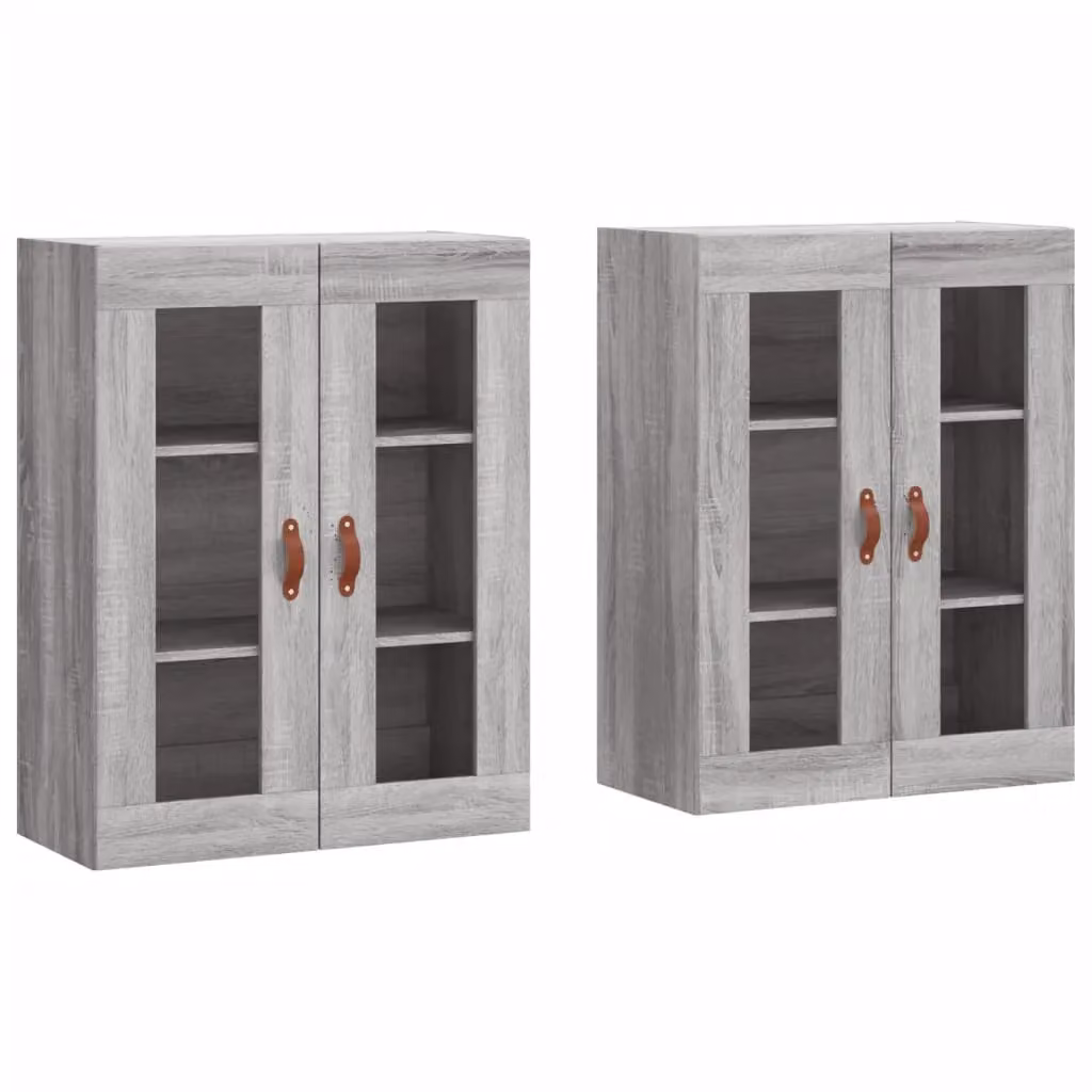 Berkfield Home Set of 2 Wall Mounted Cabinets with Glass Doors in Grey Sonoma Engineered Wood – 2