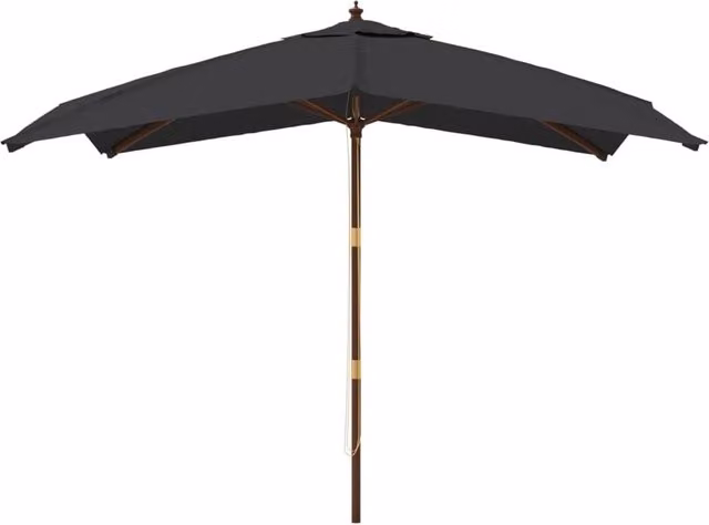 Berkfield Home Durable Garden Parasol with Wooden Pole, Black, W/D/H: 300 x 300 x 273 cm – 1