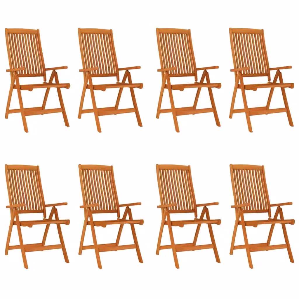 Berkfield Home Set of 8 Folding Garden Chairs in Brown Solid Eucalyptus Wood – 2