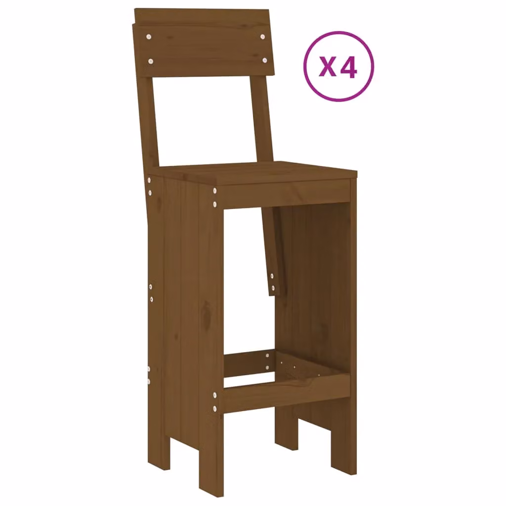 Berkfield Home 5 Piece Rustic Garden Bar Set in Honey Brown Solid Pine Wood – 3