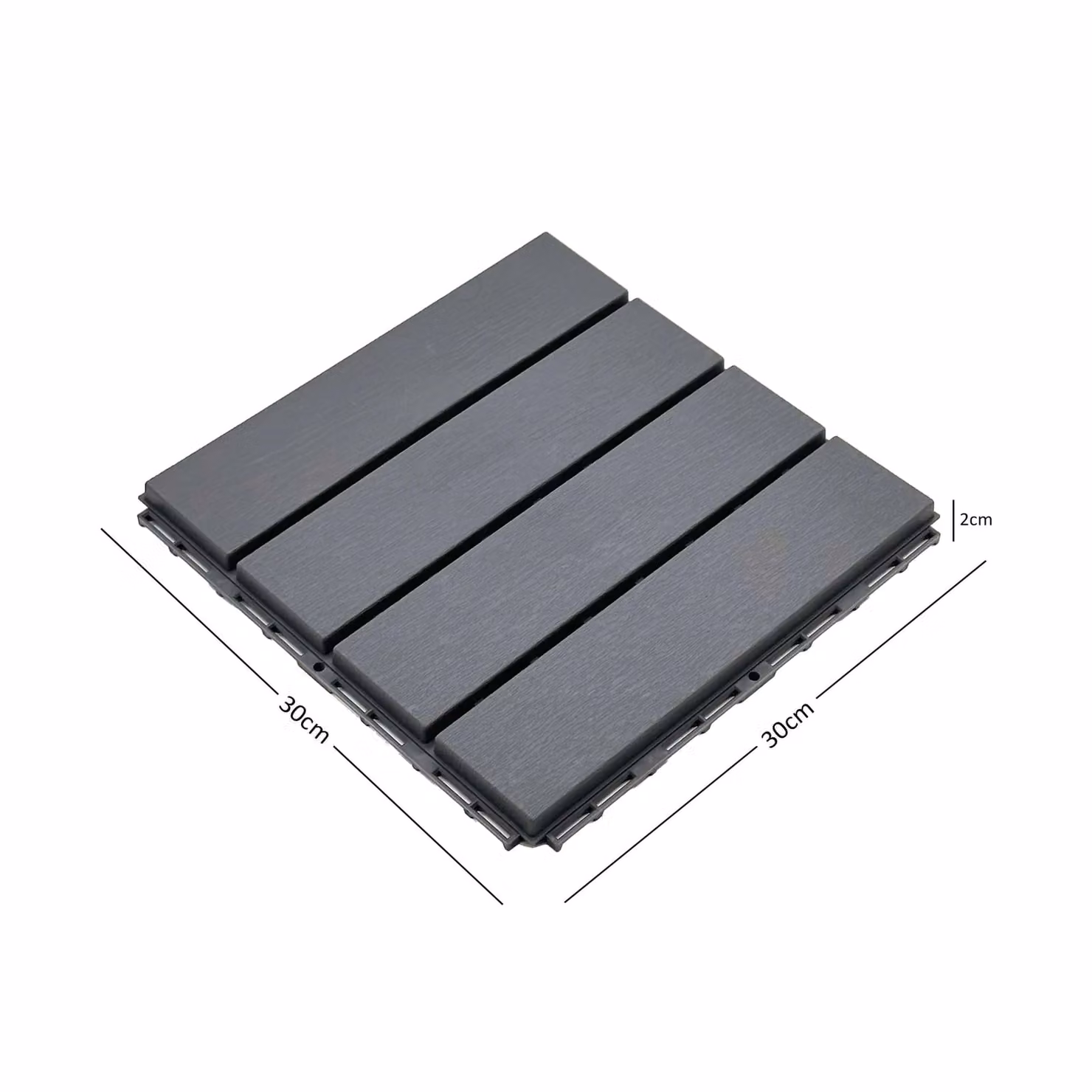Nicoman Polydeck Interlocking Decking Tiles, Pack of 12, Grey, W/D: 30 x 30 cm – 2