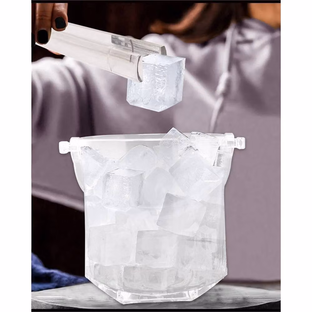 Nordara Transparent Plastic Ice Bucket with Lid and Tongs, 1.5 l – 3