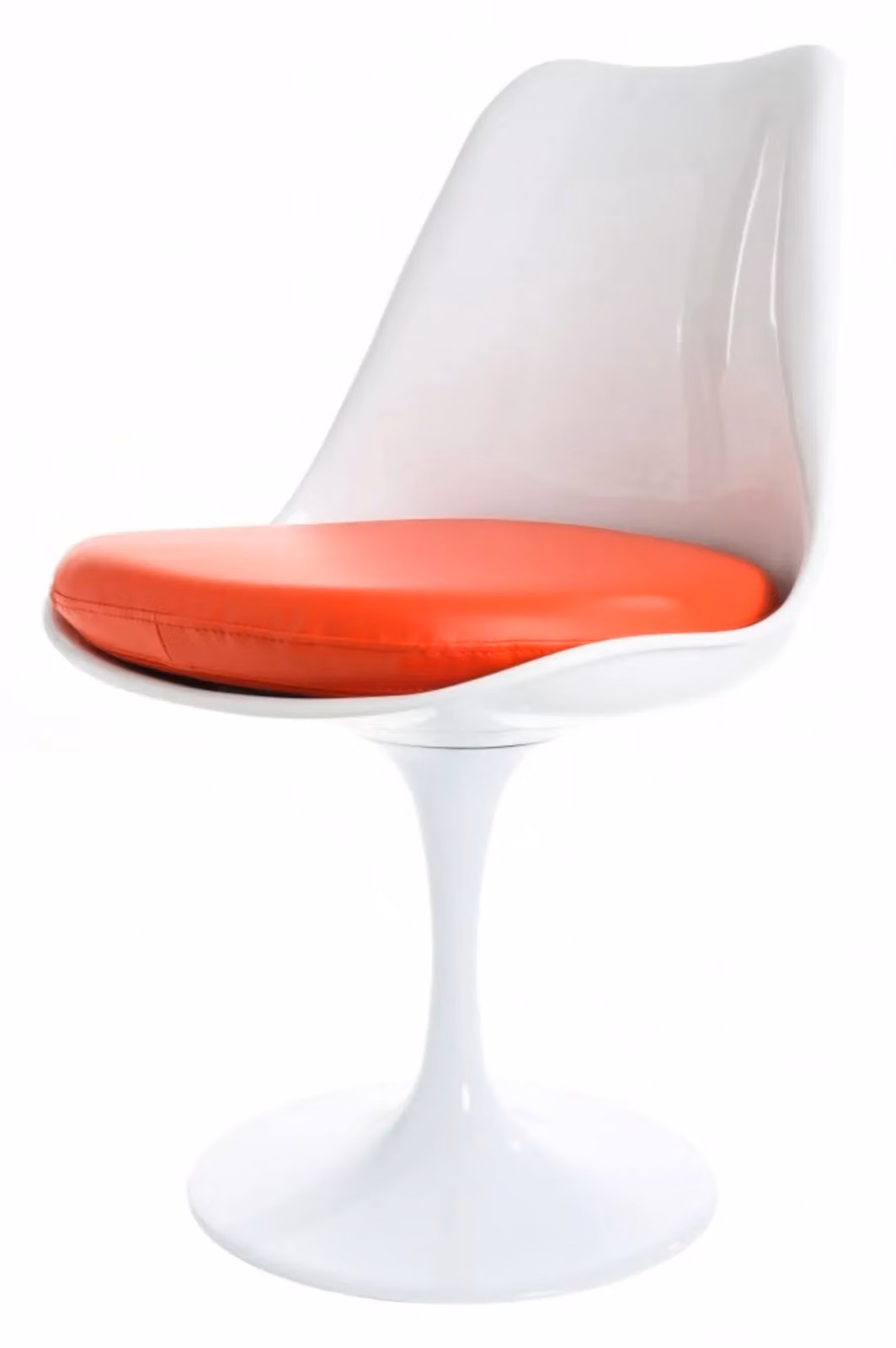 Fusion Living White Tulip Swivel Dining Chair with Red Synthetic Leather Cushion – 2