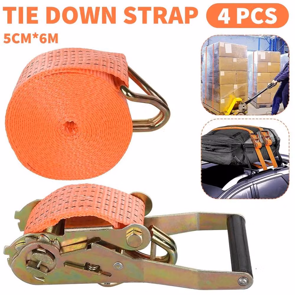 EONLION 4 Pack Orange Ratchet Tie Down Straps with Steel Components – 3