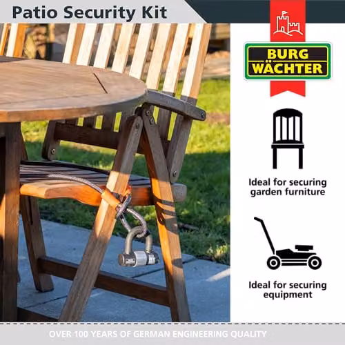 Burg-Wächter Black Patio Security Kit with 4.5m Plastic Coated Wire – 4