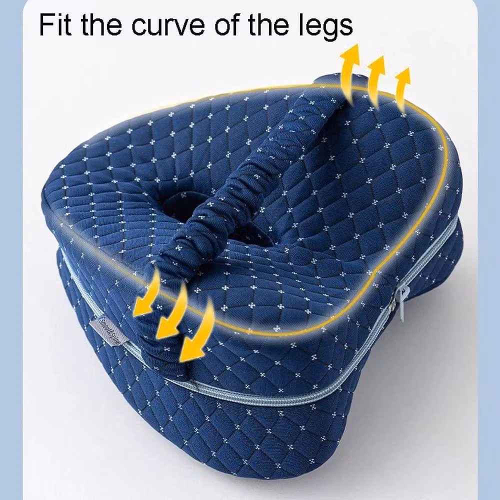 NESTLUNE Blue Contoured Wedge Knee Pillow for Sciatica and Hip Pain Relief – 3