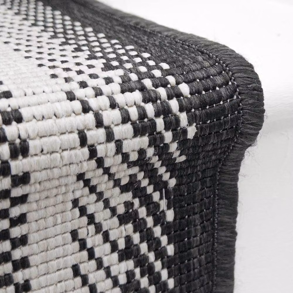 runrug Geo Reversible Durable Stair Runner Carpet, Black, W: 60 cm, L: 450 cm – 3