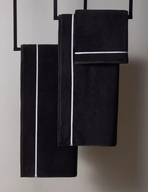 M&S x Kelly Hoppen Beretta Stitch Cotton Towel in Black and White