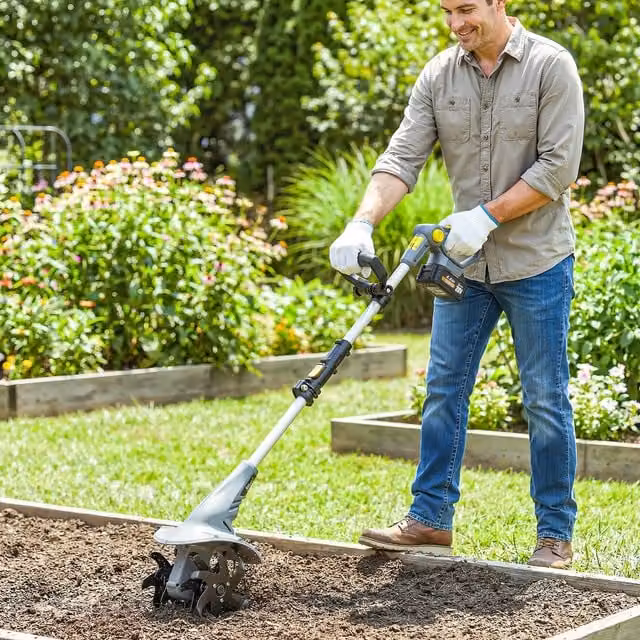 Outsunny Cordless 18V Garden Rotavator with 2 x 4Ah Rechargeable Batteries, Grey
