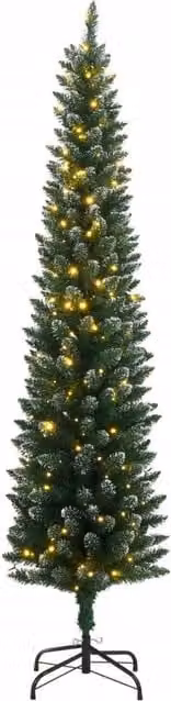 Berkfield Home Artificial Slim Green Christmas Tree with 150 LEDs, Height: 150 cm – 1