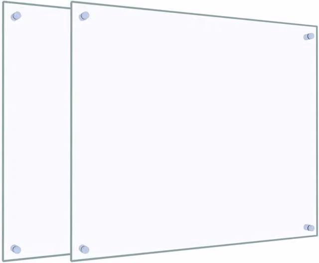 Berkfield Home Kitchen Backsplash 2 Pack of Transparent Tempered Glass Wall Tiles, W: 70 cm, H: 60 cm
