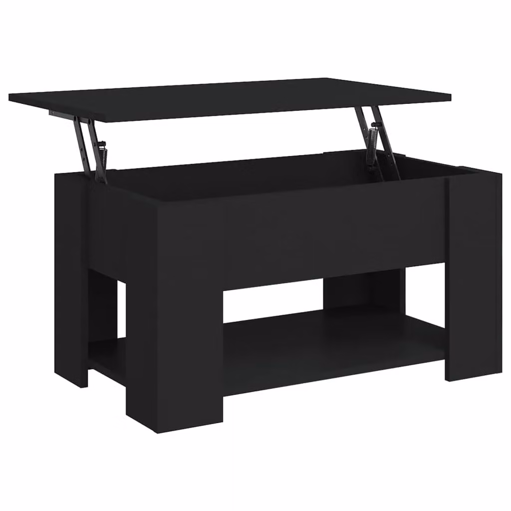 Berkfield Home Modern Black Rectangular Coffee Table with Lift Mechanism, W/D/H: 79 x 49 x 41 cm – 2