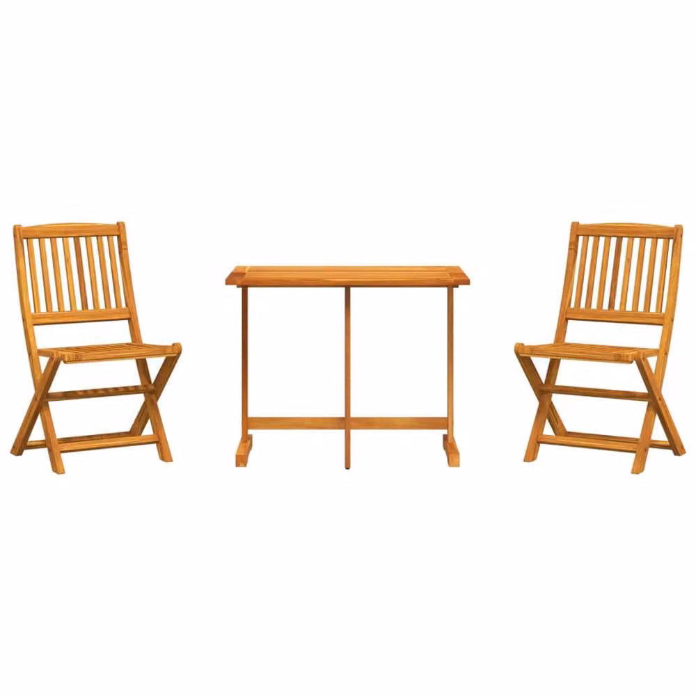Berkfield Home 3 Piece Folding Garden Dining Set in Brown Solid Acacia Wood – 2