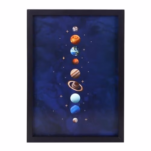 Something Different Solar System Framed Wall Print in Blue and Gold