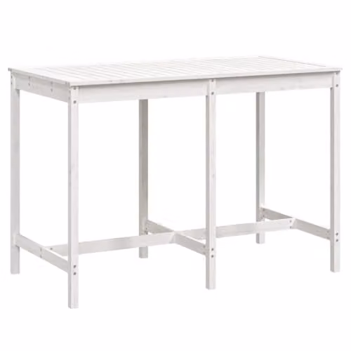vidaXL White Rectangular Garden Table in Solid Pine Wood, W: 159.5 cm, D: 82.5 cm, H: 110 cm