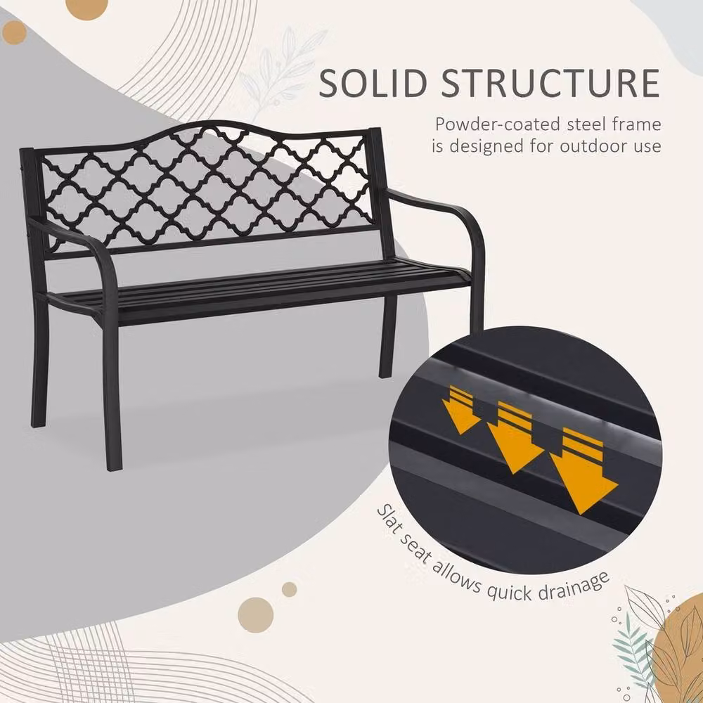 FORGEVIO 2-Seater Cast Iron Garden Bench in Antique Black – 4