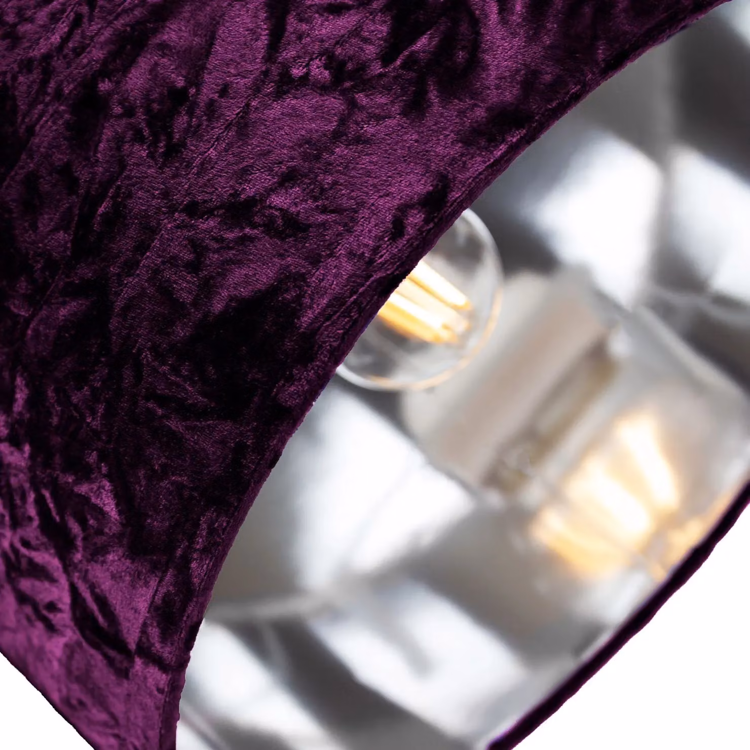 Happy Homewares Modern Purple Crushed Velvet Circular Drum Lampshade with Silver Inner – 5
