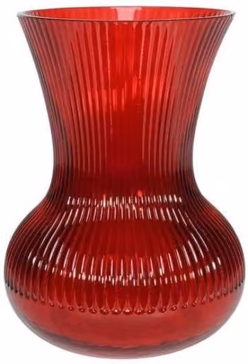 KDMD Red Ribbed Glass Hand Tied Vase, 2 Pack, Height: 19.5 cm – 1