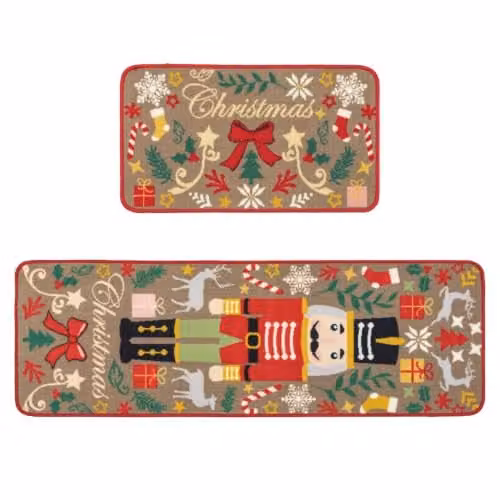 JVL Scandinavian Christmas Mat and Runner Set, Multicolour, W/D/H: 40 x 150 x 0.5 cm