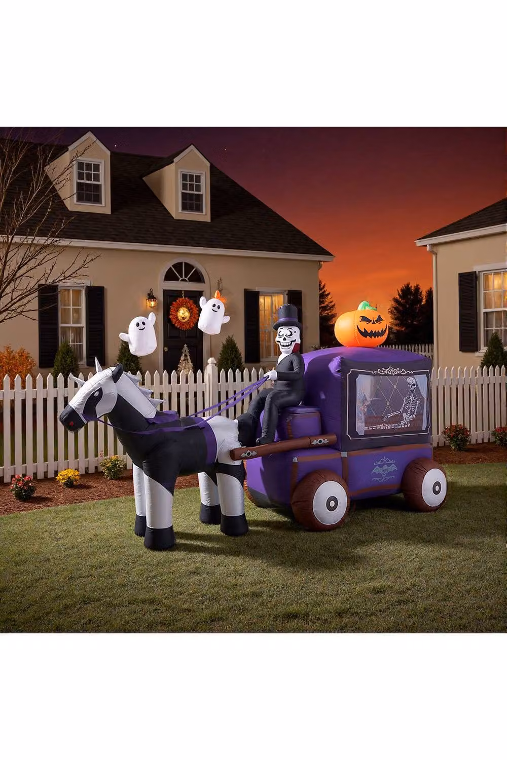 Garden Sanctuary 6ft Halloween Grim Reaper Carriage Inflatable with Built-in LED in Multicolour and Purple – 2