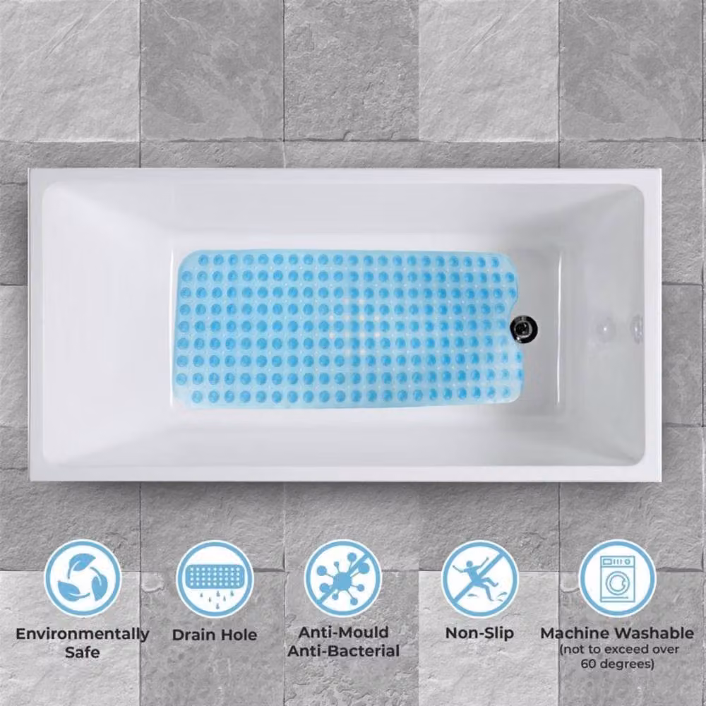 Top 3 Non-Slip Durable Bath Shower Mat with Suction Cups, Blue, W: 40 cm, L: 100 cm – 2