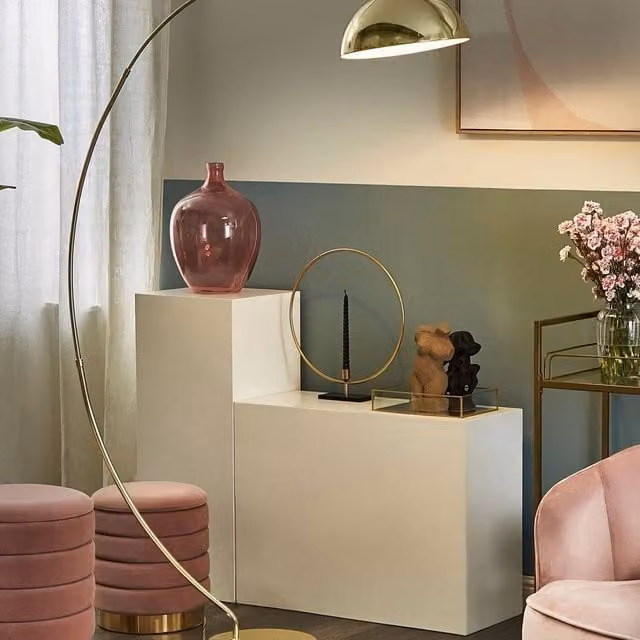 Wyld and Coco Aura Arc Floor Lamp in Gold and Chrome, Height: 188 cm – 1