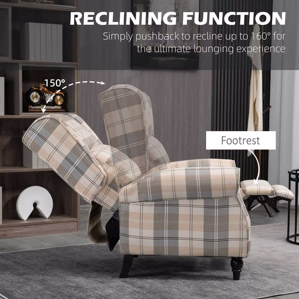 STILVORA Recliner Armchair with Integrated Ottoman and Armrests in Beige Fabric – 4