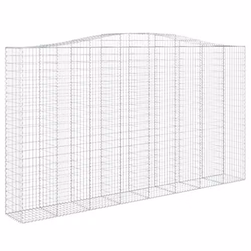 vidaXL Set of 4 Arched Gabion Baskets in Silver Galvanised Steel, W: 400 cm, D: 50 cm, H: 220/240 cm