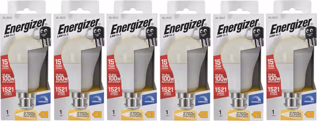 Energizer LED GLS B22 Dimmable Light Bulb, 1521lm, 2700K, Warm White