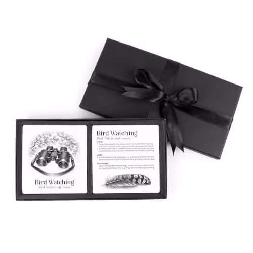 Purely Home Bird Watching Definitions Ceramic Coaster Gift Set in White and Black – 1