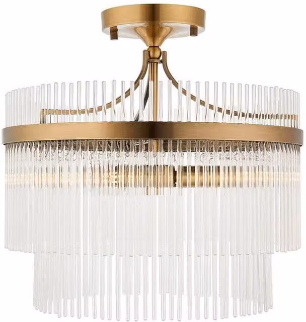 Netlighting Marietta Ceiling Light in Antique Brass with Clear Glass, 3x E14